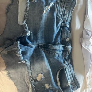 Distressed Blue Denim Shorts